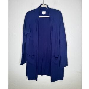 Sundry Womens Size Small Tan Blue  Open Wool Cardigan Size 3 Large Pockets